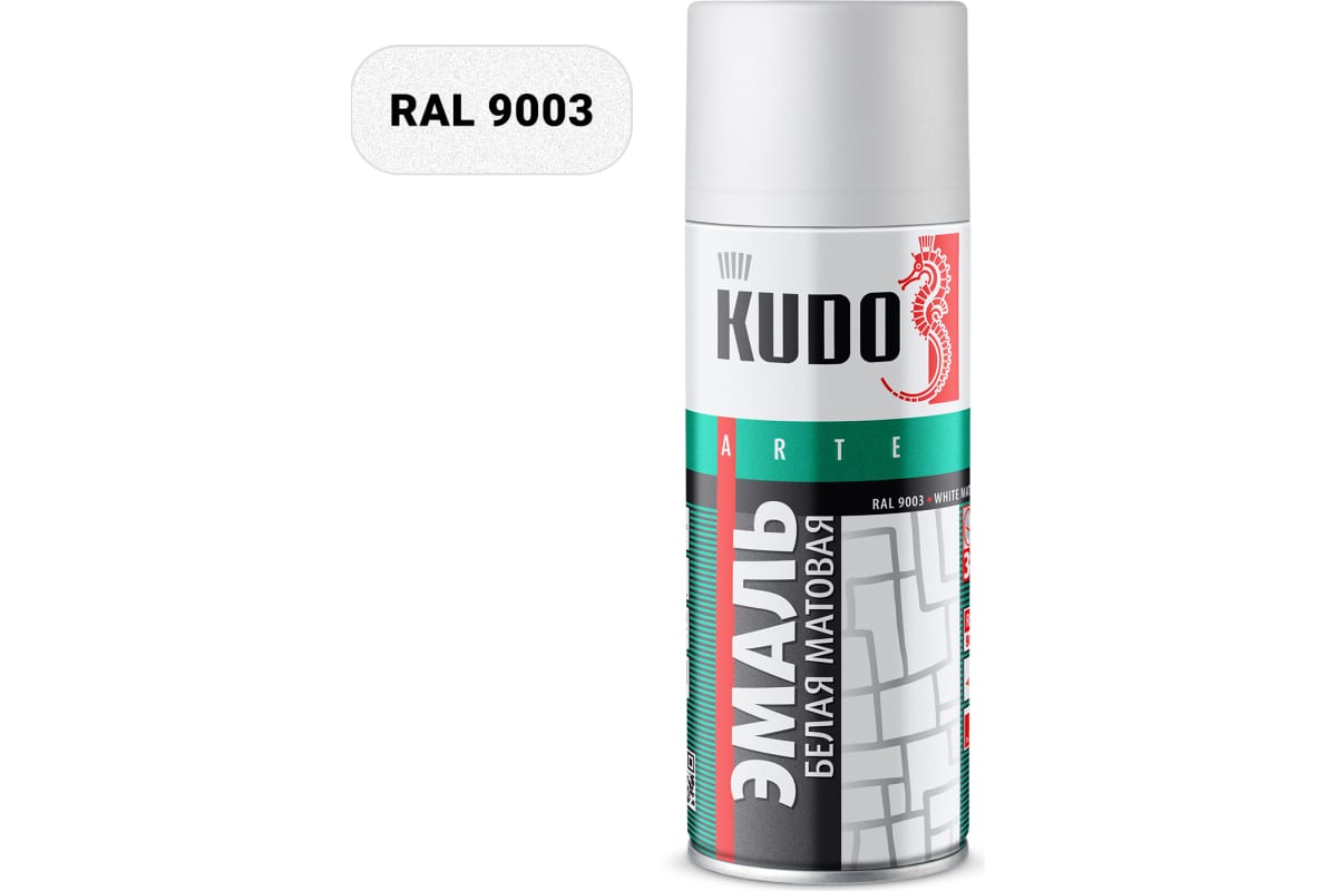 Эмаль универсальная Kudo, белая матовая, 520 мл