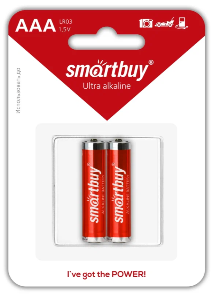Батарейка AAA SmartBuy Ultra Alkaline LR03-2BL, 2/24/240, 2шт/уп.