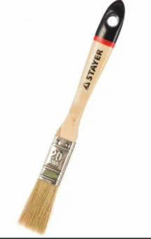 Кисть малярная плоская Понедельник 3/4" 20мм, натуральная светлая щетина, деревянная ручка